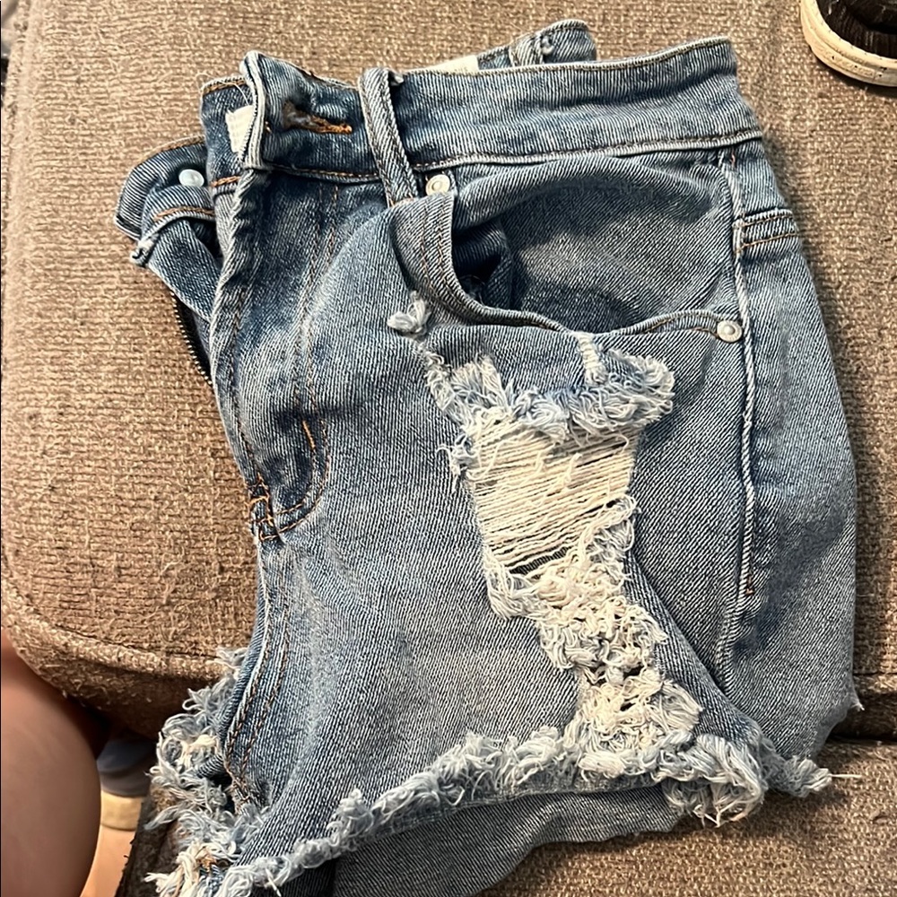 Almost Famous Blue Distressed Jean Shorts